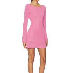Maya Long Sleeve Pink Knit Mini Dress